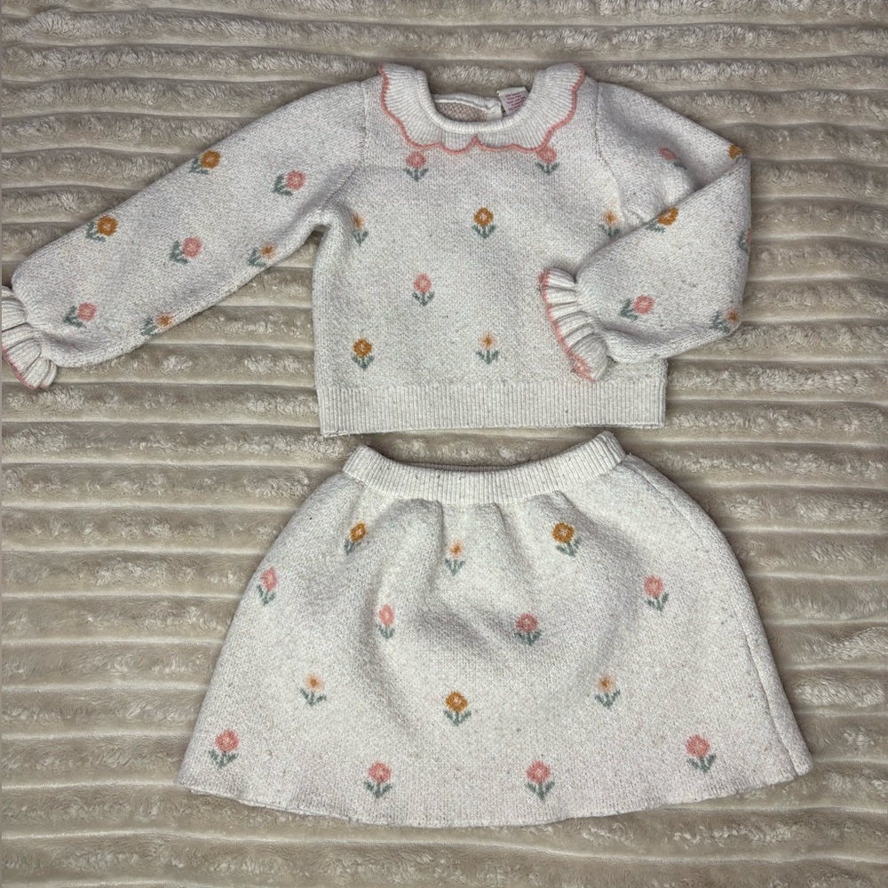 4T Cynthia rowley Floral Knit Sweater and Skirt Set